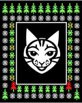 Festive White Cat Christmas Border Rug