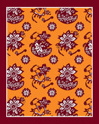 Maroon Floral Medallion Orange Rug