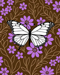 Brown Floral Butterfly Garden Rug