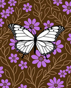 Brown Floral Butterfly Garden Rug