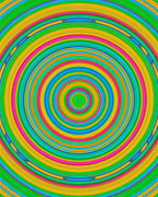 Vibrant Green Blue Yellow Pink Circles Rug