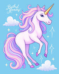 Pastel Rainbow Unicorn Clouds Sparkle Rug