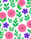 Pink Purple Floral Botanical Illustration Rug
