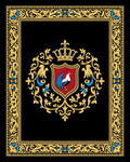 Gold Embossed Rooster Crest Emblem Rug