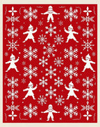 Red Snowflakes And Playful People Rug