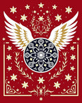 Crimson Celestial Winged Medallion Rug