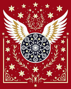 Crimson Celestial Winged Medallion Rug