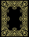 Ornate Yellow Scrollwork Floral Border Rug