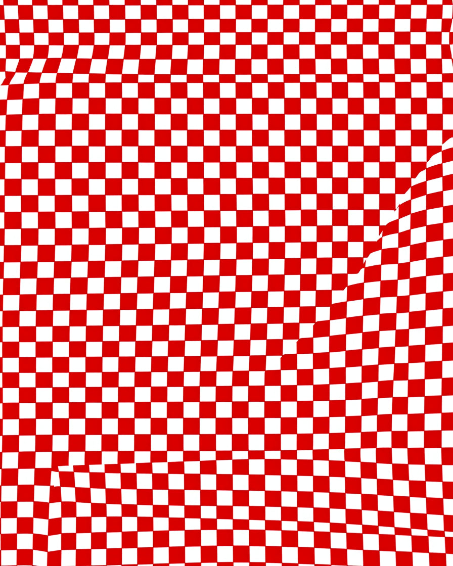 Dynamic Red White Checkered Curve Rug