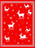 Winter Reindeer Snowflakes Border Rug