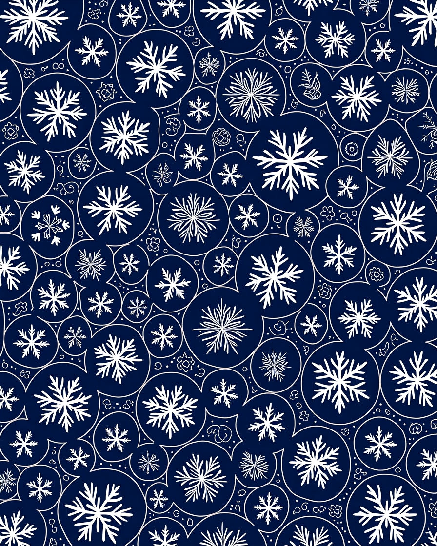 White Snowflake Circles on Navy Background Rug