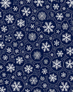 White Snowflake Circles on Navy Background Rug