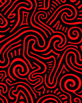 Bold Red Abstract Swirl Maze Rug