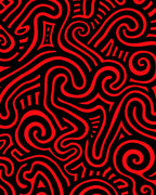 Bold Red Abstract Swirl Maze Rug