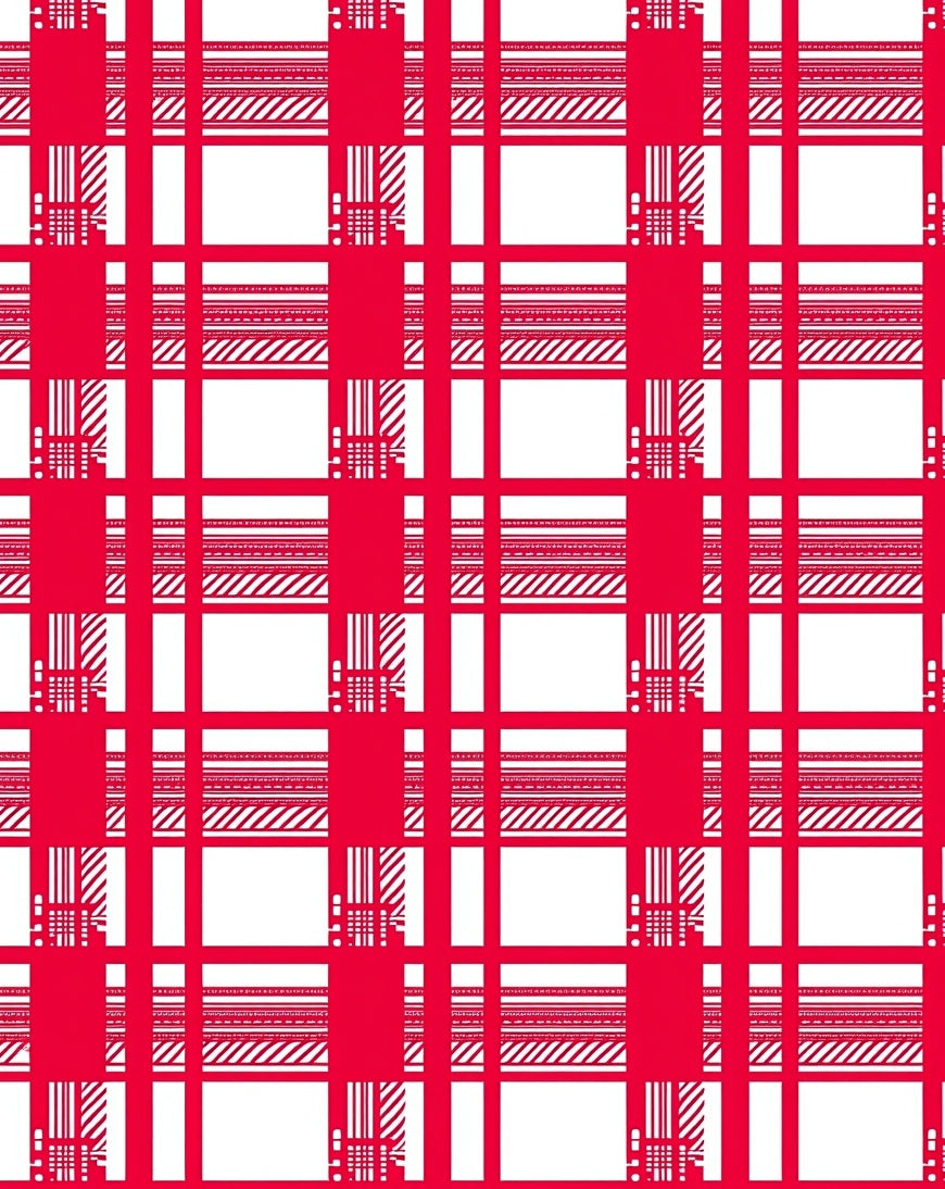 Crimson Red Checked Grid Layers Rug