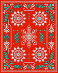 Vibrant Red Snowflake Medallion Arrangement Rug