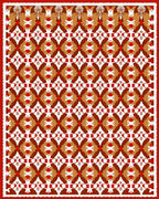 Geometric Red Brown Diamond Medallion Rug