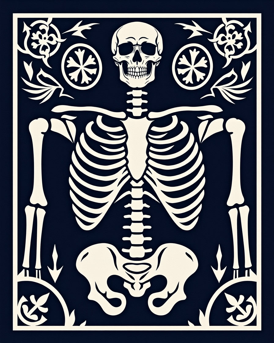 Cream Skeleton With Ornate Borders Rug