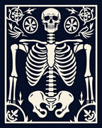 Cream Skeleton With Ornate Borders Rug