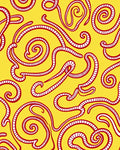 Red Swirls Yellow Abstract Organic Rug