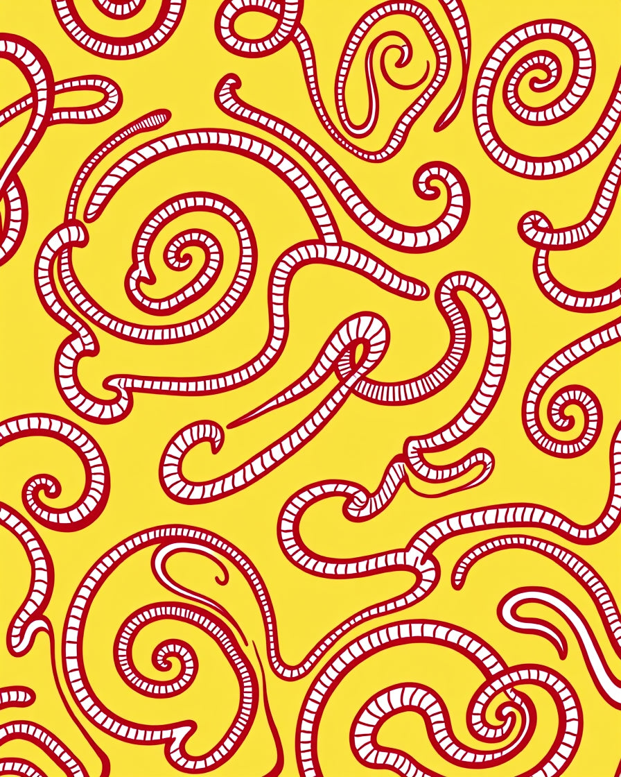 Red Swirls Yellow Abstract Organic Rug