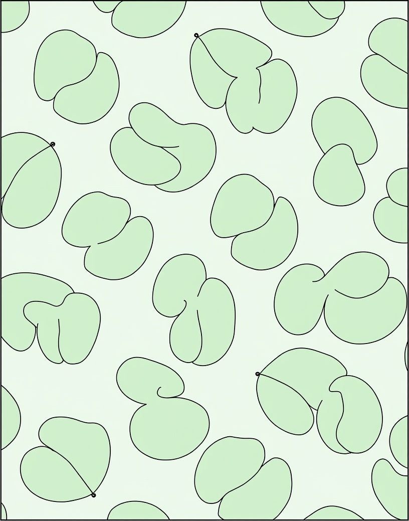 Soft Green Abstract Bean Forms Rug