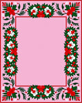 Festive Red Green Floral Wreath Border Rug