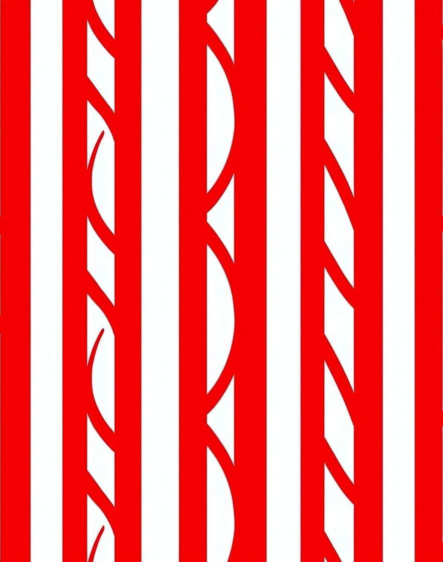 Bold Red White Interlocking Stripe Rug
