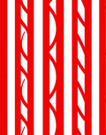 Bold Red White Interlocking Stripe Rug