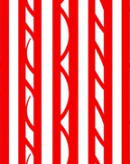 Bold Red White Interlocking Stripe Rug