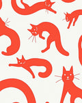 Coral Whimsical Cat Cascade Rug