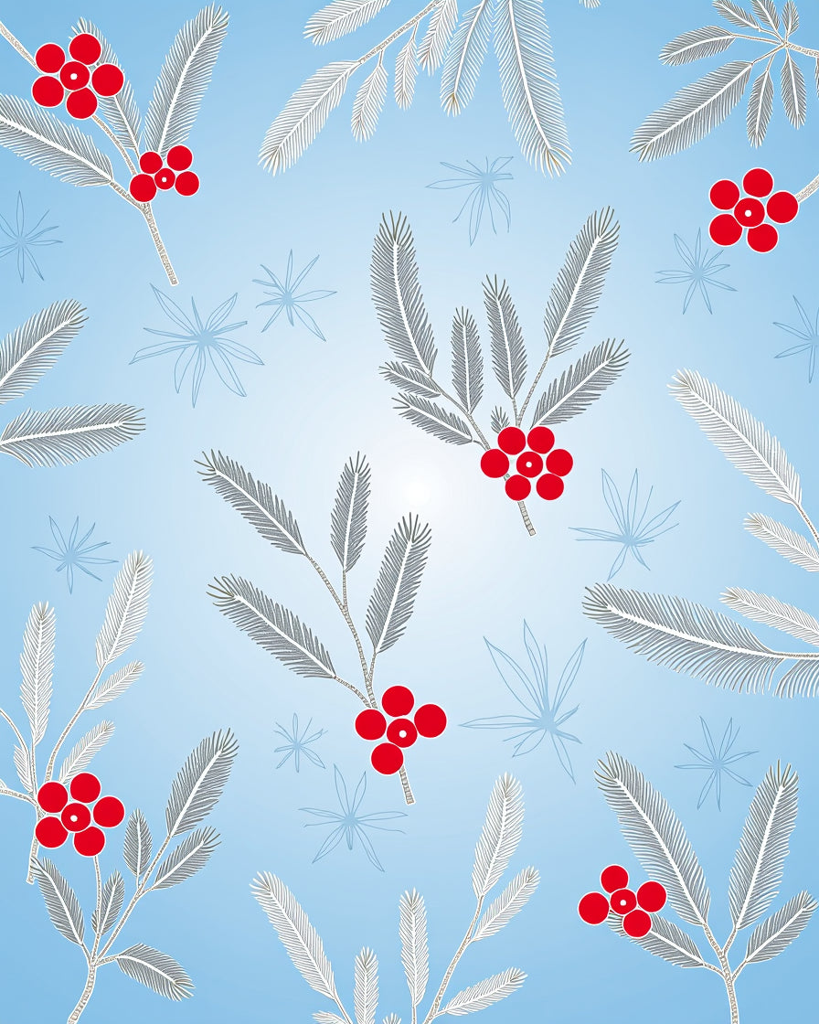 Winter Holly Berry Branches Blue Sky Rug