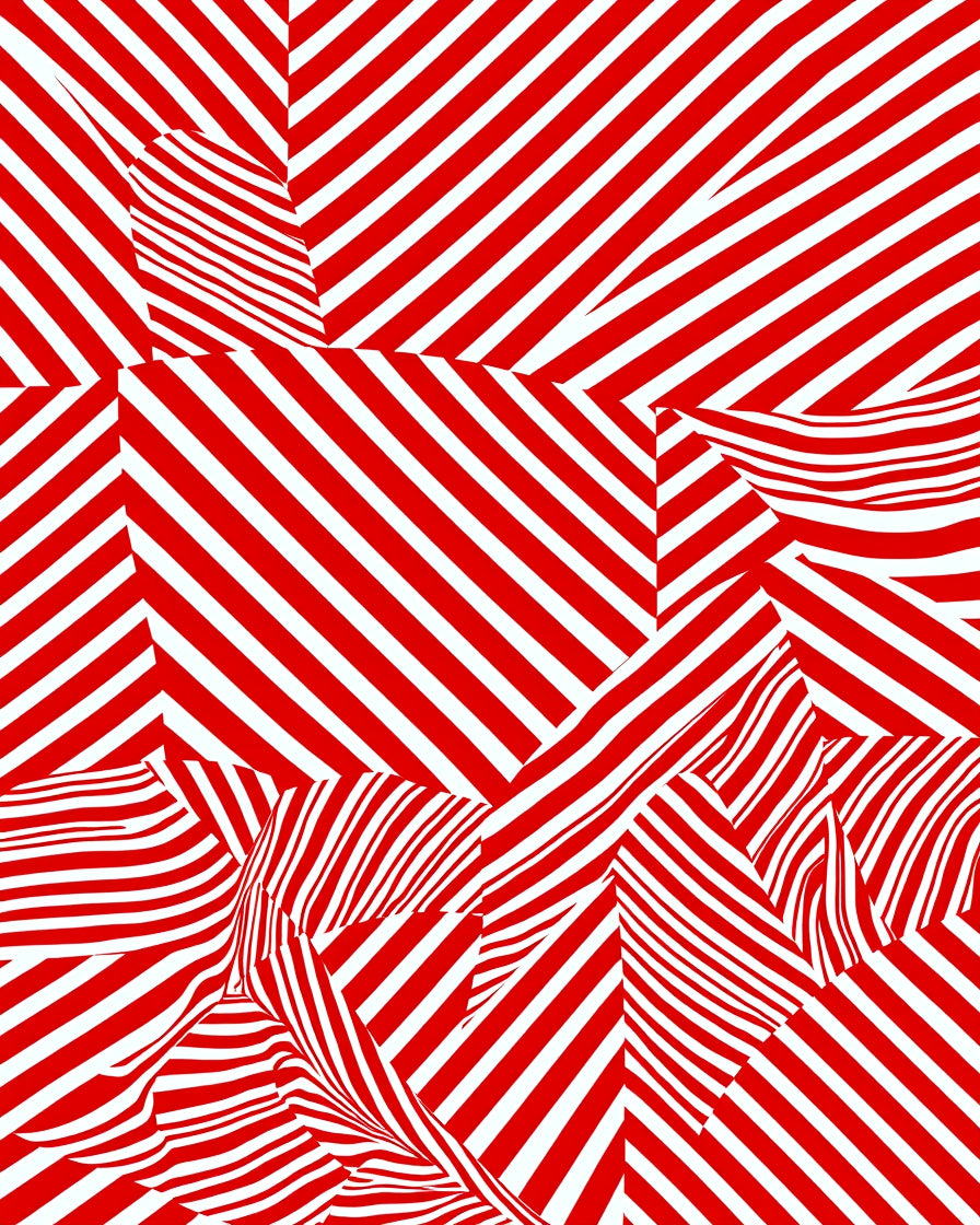 Bold Red Illusory Stripe Rug