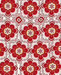 Bold Red Floral Medallion Wallpaper Rug