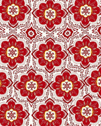 Bold Red Floral Medallion Wallpaper Rug