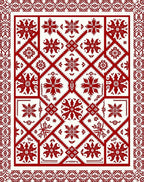Crimson Medieval Floral Medallion Rug