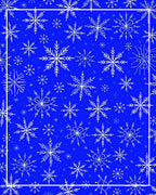 Charming White Snowflake Blue Field Rug