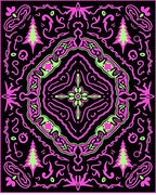 Neon Pink Green Forest Mandala Rug