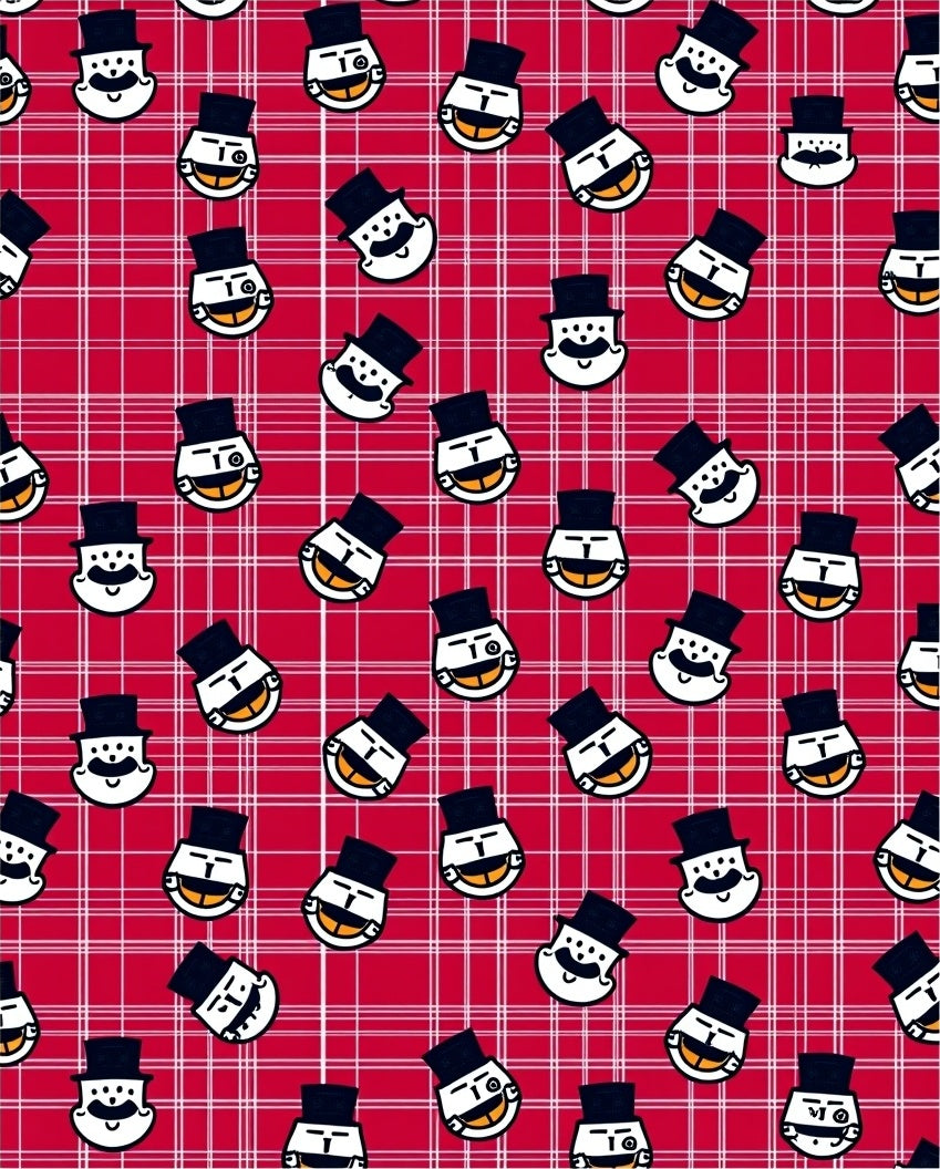 Red Plaid Cartoon Faces Rug