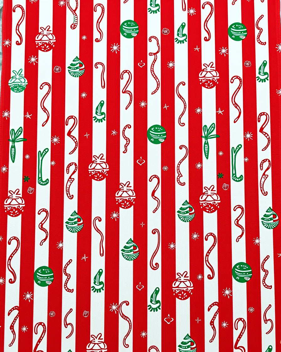 Red White Striped Festive Candy Collage Rug