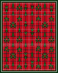 Red Green Tartan Holly Sprigs Rug