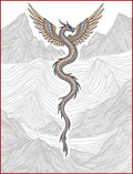 Mythic Winged Serpent Mountain Landscape Rug