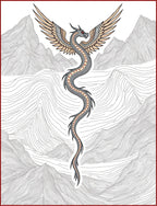 Mythic Winged Serpent Mountain Landscape Rug