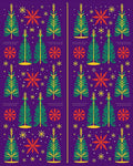 Festive Purple Christmas Trees Snowflakes Rug