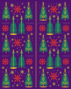 Festive Purple Christmas Trees Snowflakes Rug