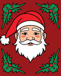 Friendly Santa Christmas Holly Border Rug