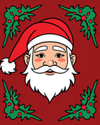Friendly Santa Christmas Holly Border Rug