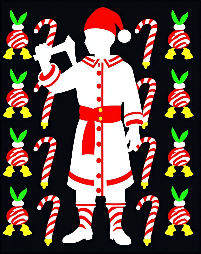 Christmas Candy Cane Figure Red White Rug