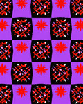Vibrant Red Starburst Checkerboard Rug