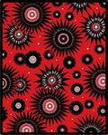 Red Black White Starburst Floral Rug